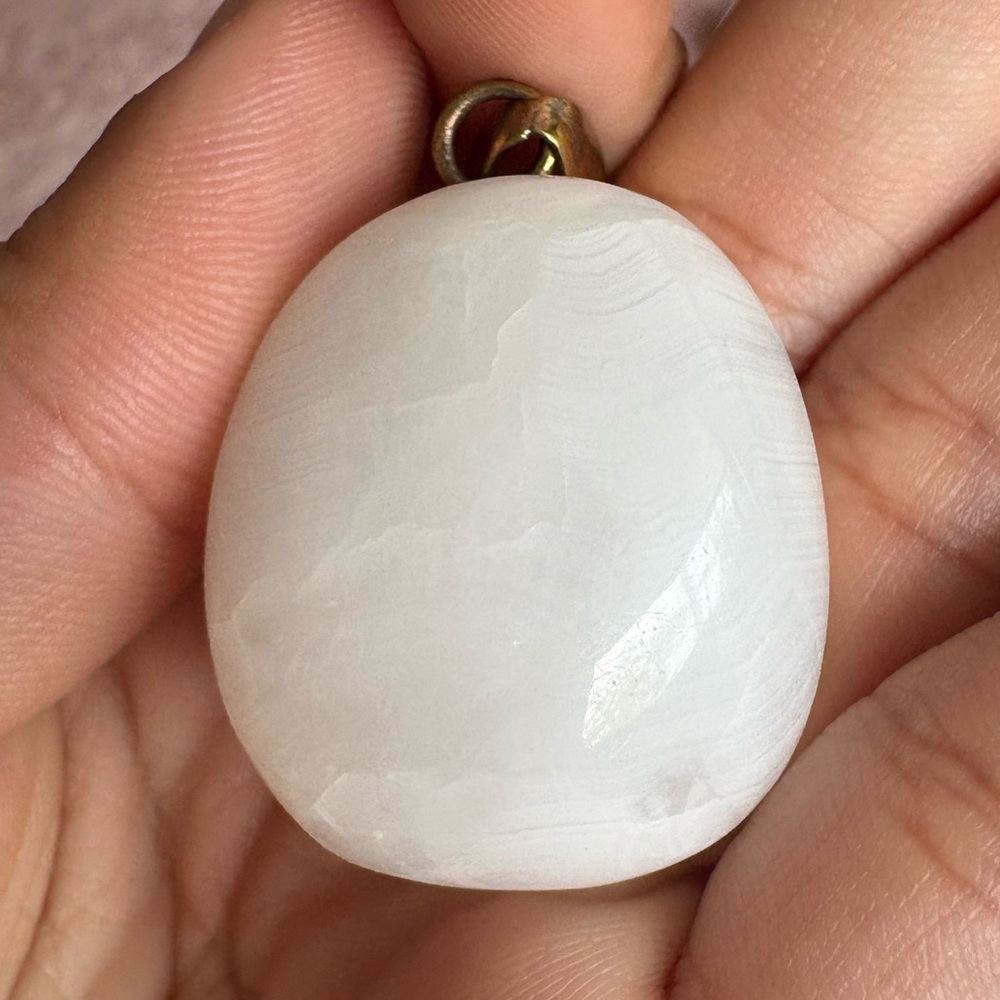 Moon 🌙 
Calcite Pendant with Golden Accent - Picture 2 of 2